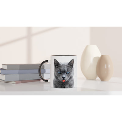 Taza Bicolor con Impresión de Gato "Burla Felina" Michilandia