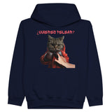 Sudadera con capucha júnior estampado de gato "¿quieres pelear?" Michilandia | La tienda online de los fans de gatos