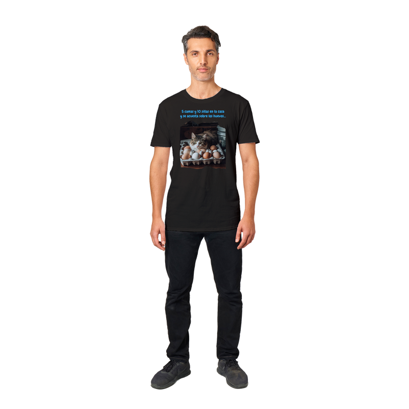 Camiseta unisex estampado de gato "Cama de huevos" Gelato