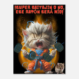 Lienzo de gato "Fuerza Felina Saiyajin" Michilandia | La tienda online de los fans de gatos