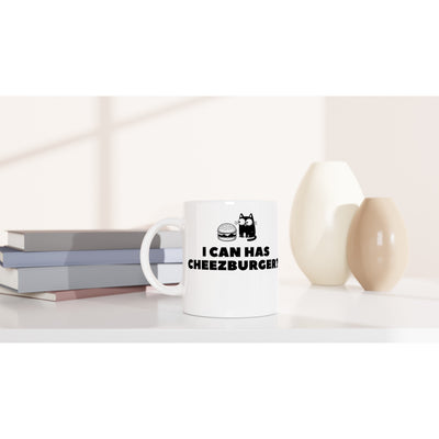 Taza Blanca con Impresión de Gato "Cheezburger Miau" Michilandia | La tienda online de los fans de gatos