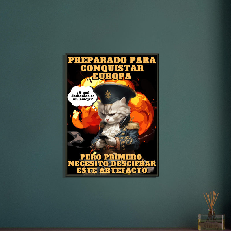 Póster Semibrillante de Gato con Marco Metal "De Batallas a Emojis" Michilandia | La tienda online de los fans de gatos