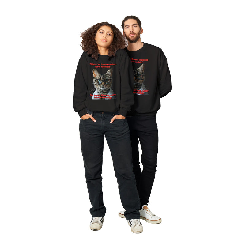 Sudadera Unisex Estampado de Gato "Promesa de Ejercicio" Michilandia | La tienda online de los fans de gatos