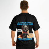 Camiseta de fútbol unisex estampado de gato "Capa y Travesuras" Subliminator