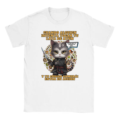 Camiseta unisex estampado de gato "El Samurai del Atún" Michilandia | La tienda online de los amantes de gatos