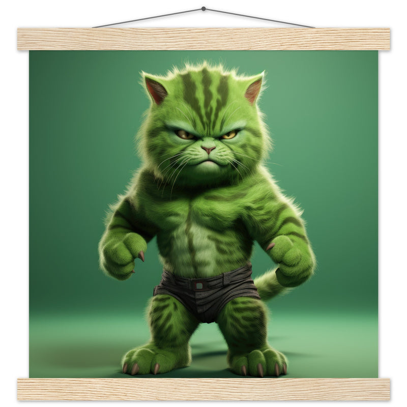 Póster semibrillante de gato con colgador "Michi Hulk" Gelato