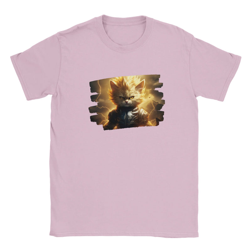 Camiseta Junior Unisex Estampado de Gato "El Último Saiyajin Felino" Michilandia | La tienda online de los fans de gatos