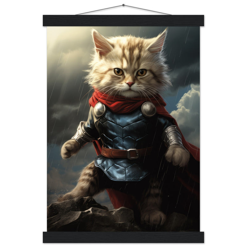 Póster semibrillante de gato con colgador "Thor Felino" Gelato