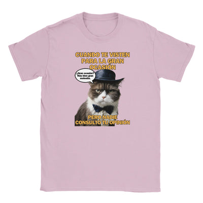 Camiseta Junior Unisex Estampado de Gato "Dilema de Gala" Michilandia | La tienda online de los fans de gatos