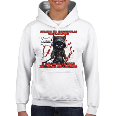 Sudadera con capucha júnior estampado de gato 