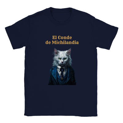 Camiseta unisex estampado de gato "El Conde de Michilandia" Gelato