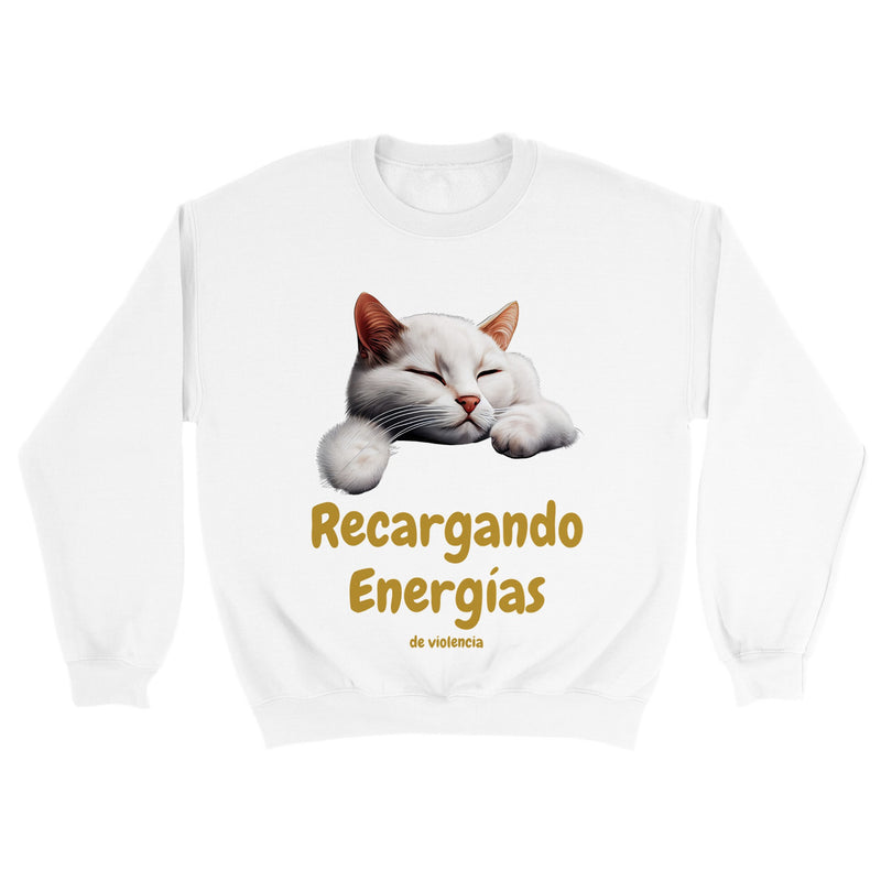 Sudadera unisex estampado de gato "Recargando Violencia" Gelato