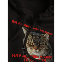 Sudadera con Capucha Unisex Estampado de Gato "Mirada Inquisitiva" Michilandia | La tienda online de los fans de gatos