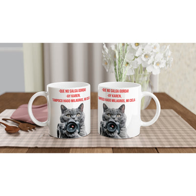 Taza Blanca con Impresión de Gato 