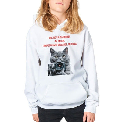 Sudadera con capucha júnior estampado de gato 