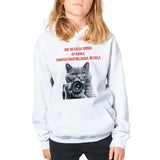 Sudadera con capucha júnior estampado de gato "Fotógrafo Miau" Michilandia