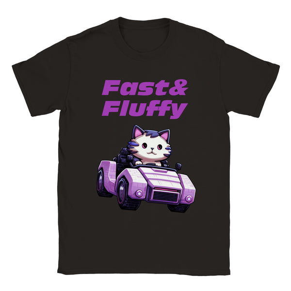 Camiseta unisex estampado de gato "Fast & Fluffy"