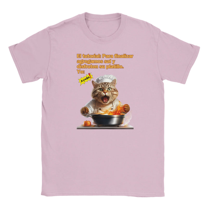 Camiseta Junior Unisex Estampado de Gato "Chef en Apuros" Michilandia | La tienda online de los fans de gatos