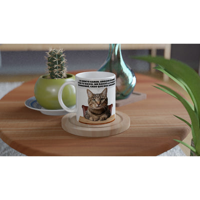 Taza Blanca con Impresión de Gato "Confesión Incomoda" Michilandia | La tienda online de los fans de gatos