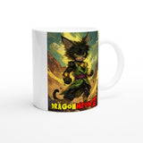 Taza Blanca con Impresión de Gato "Broly Gatuno" Michilandia | La tienda online de los fans de gatos