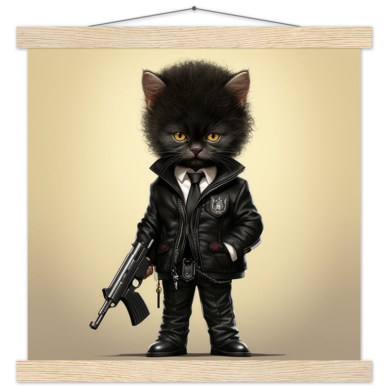 Póster semibrillante de gato con colgador "Michi Jules Winnfield" Gelato