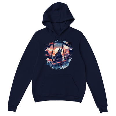 Sudadera con capucha unisex estampado de gato "Atardecer nipón" Gelato