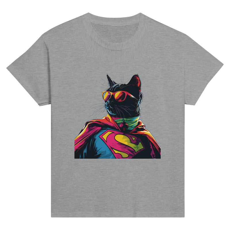 Camiseta Junior Unisex Estampado de Gato "SuperMiau" Michilandia | La tienda online de los fans de gatos