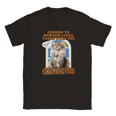 Camiseta júnior unisex estampado de gato "Hora del Atún" Michilandia | La tienda online de los amantes de gatos