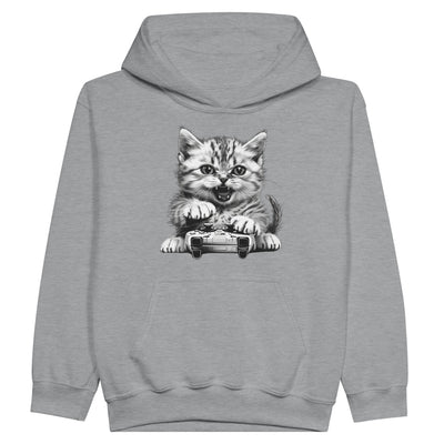 Sudadera con capucha júnior estampado de gato "Gamer Miau Frustrado" Michilandia | La tienda online de los fans de gatos