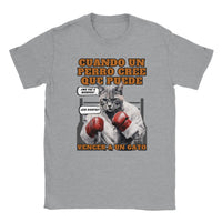 Camiseta unisex estampado de gato "Round One" Sports Grey