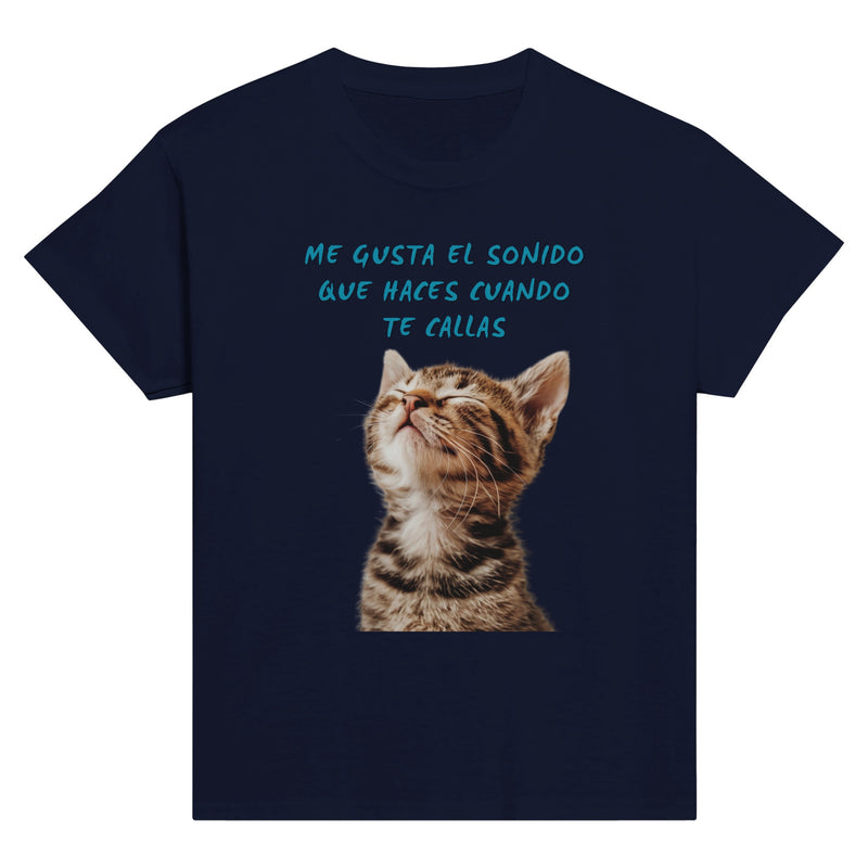 Camiseta Junior Unisex Estampado de Gato "Silencio Melódico" Michilandia | La tienda online de los fans de gatos