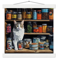 Póster semibrillante de gato con colgador "Travesuras Culinarias"