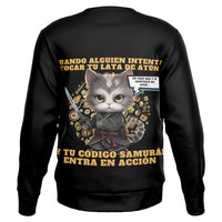 Sudadera Deportiva unisex estampado de gato "El Samurai del Atún" Subliminator