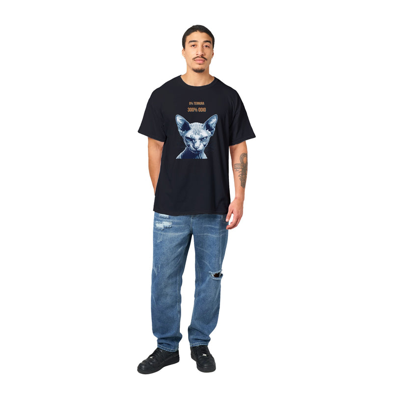 Camiseta Unisex Estampado de Gato "Sphynx Implacable" Michilandia