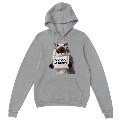 Sudadera con capucha unisex estampado de gato "Odio a la Gente" Gelato