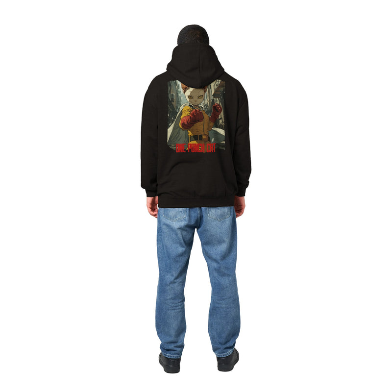 Sudadera con capucha Prémium Unisex Impresión Trasera de Gato "Guardián Calvo" Michilandia | La tienda online de los fans de gatos