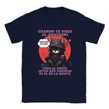 Camiseta unisex estampado de gato "Siesta No Jutsu" Navy