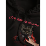 Sudadera con Capucha Unisex Estampado de Gato "¿quieres pelear?" Michilandia | La tienda online de los fans de gatos