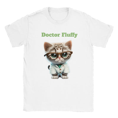 Camiseta unisex estampado de gato "Doctor Fluffy" Gelato