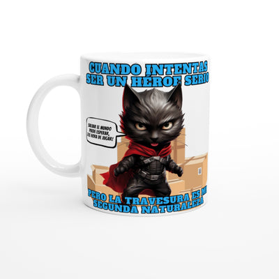 Taza Blanca con Impresión de Gato 