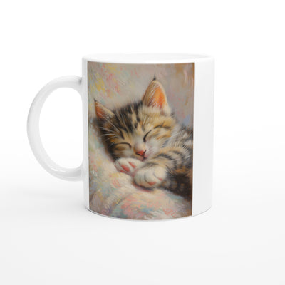 Taza Blanca con Impresión de Gato 