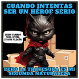 Póster Semibrillante de Gato con Marco Metal "Capa y Travesuras" Michilandia | La tienda online de los fans de gatos