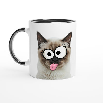 Taza Bicolor con Impresión de Gato 