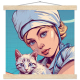 Póster semibrillante de gato con colgador "La Enfermera Gatuna"