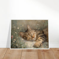 Póster de gato con marco de madera "Siesta Impresionista" Michilandia | La tienda online de los fans de gatos