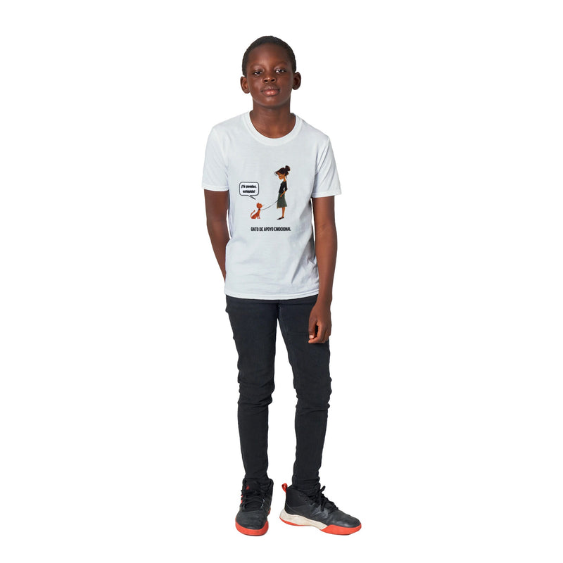 Camiseta Junior Unisex Estampado de Gato "Coach Miau" Michilandia