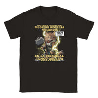 Camiseta Junior Unisex Estampado de Gato "El trueno que Maulla" Negro