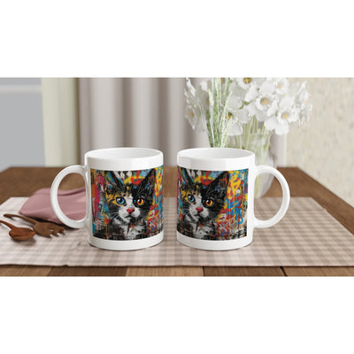 Taza Blanca con Impresión de Gato 