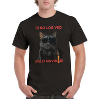 Camiseta Unisex Estampado de Gato "Navidad a Ciegas" Michilandia | La tienda online de los fans de gatos