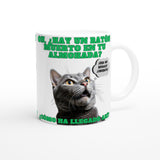 Taza blanca con impresión de gato "Regalo Sorpresa" Michilandia | La tienda online de los amantes de gatos